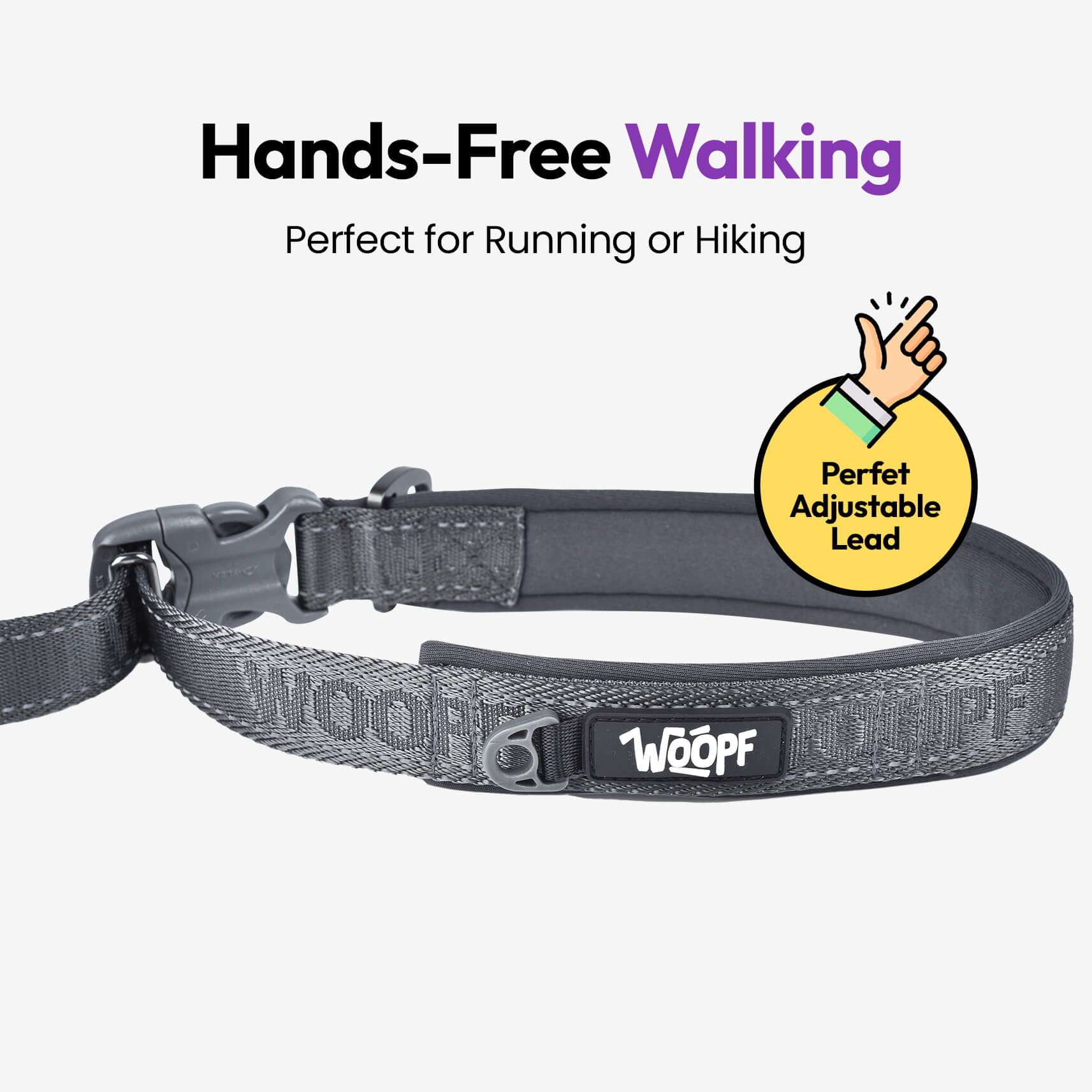 Original Adjustable Lead Waist Belt for Walking, Running, and Jogging with Original Adjustable Belt - Durable Heavy Duty Waist Leash for Dogs