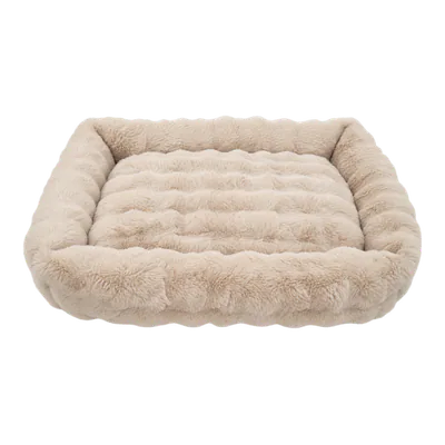 Cream Furry Curves Rectangle Bed