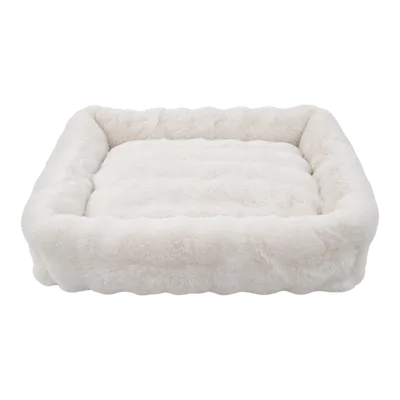 White Furry Curves Rectangle Bed
