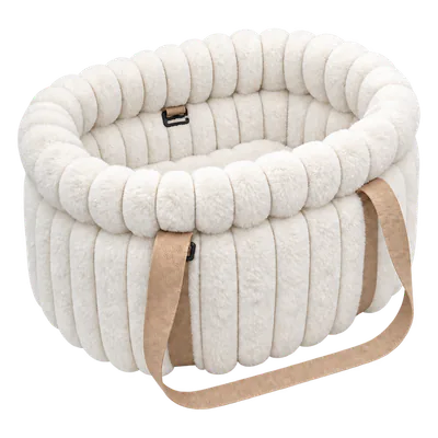 White Corduroy Calming Dog Carrier
