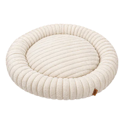 White Furry Corduroy Round Bed