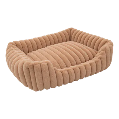 Brown Furry Corduroy Open Front Rectangle Bed