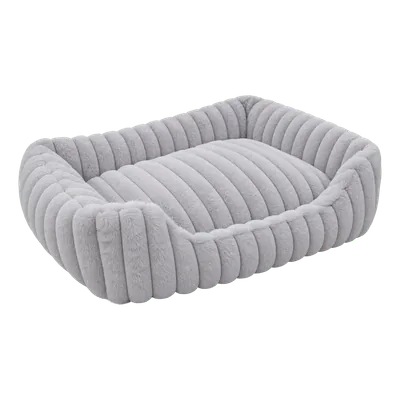 Grey Furry Corduroy Open Front Rectangle Bed