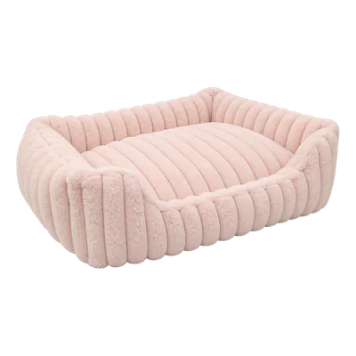 Pale pink Furry Corduroy Open Front Rectangle Bed