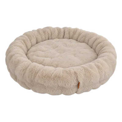 Cream Furry Curves Round Bed
