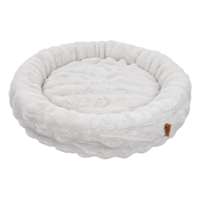 White Furry Curves Round Bed