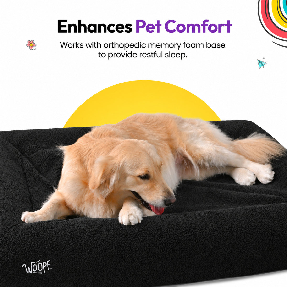 Black | SNÜZ Bed Slip-On Cover Fleece: Enhances pet comfort