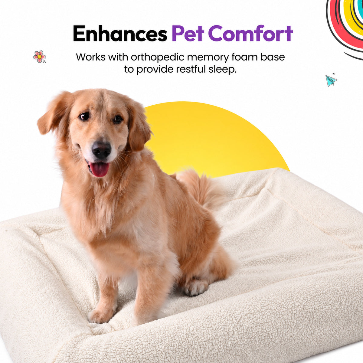 Cream | SNÜZ Bed Slip-On Cover Fleece: Enhances pet comfort