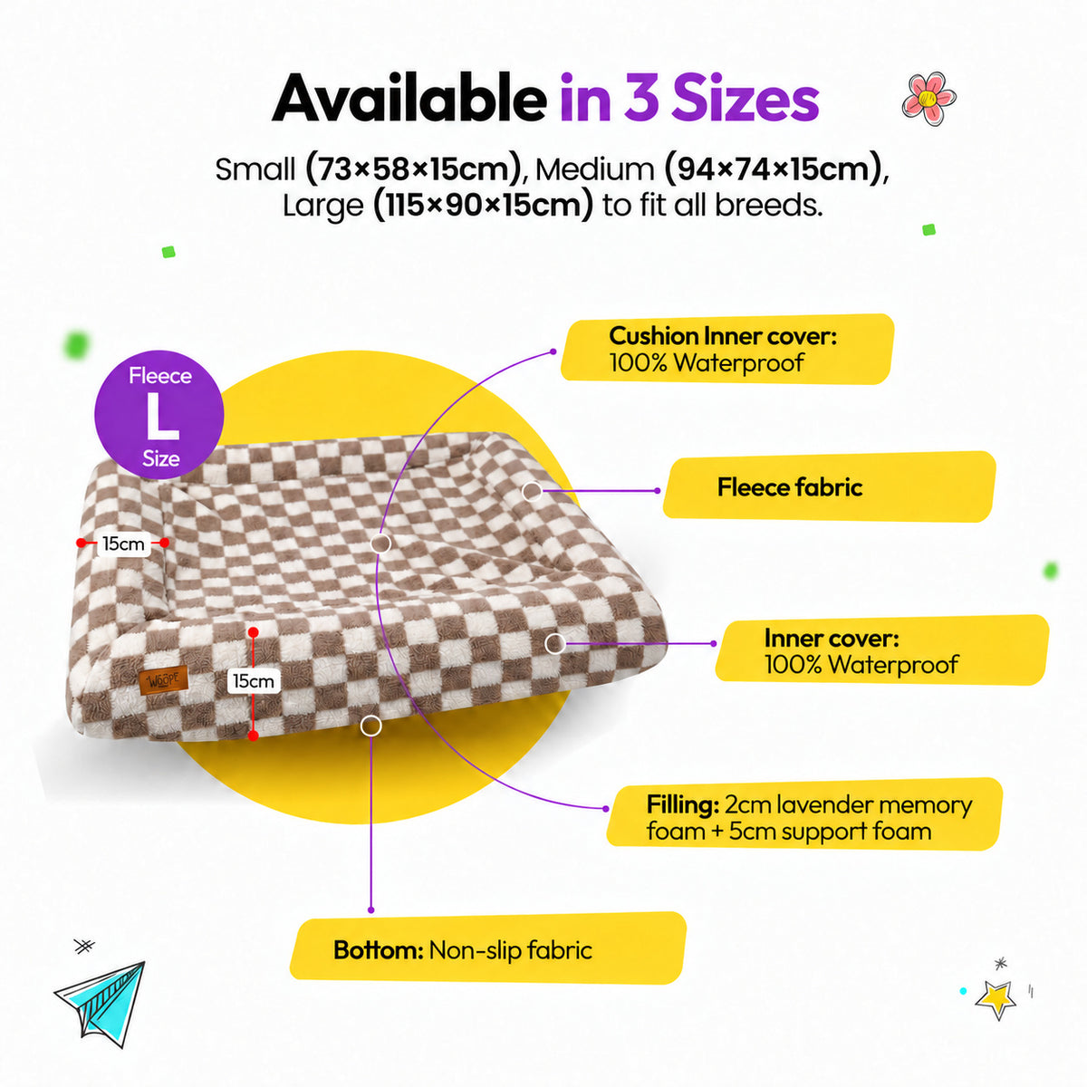 Brown | SNÜZ Bed Slip-On Cover Fleece: Large