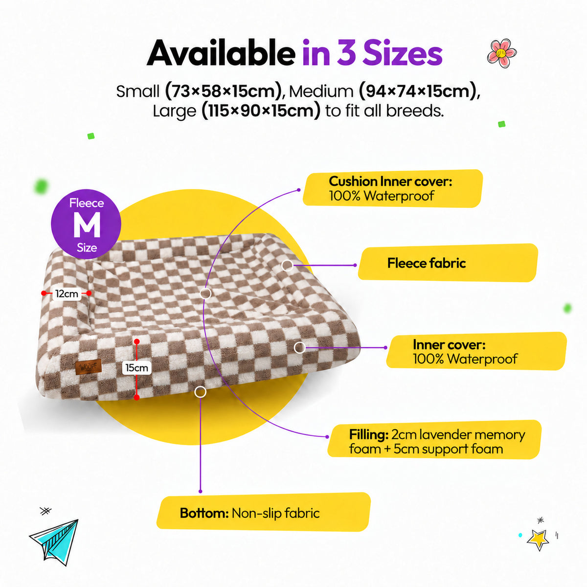 Brown | SNÜZ Bed Slip-On Cover Fleece: Medium