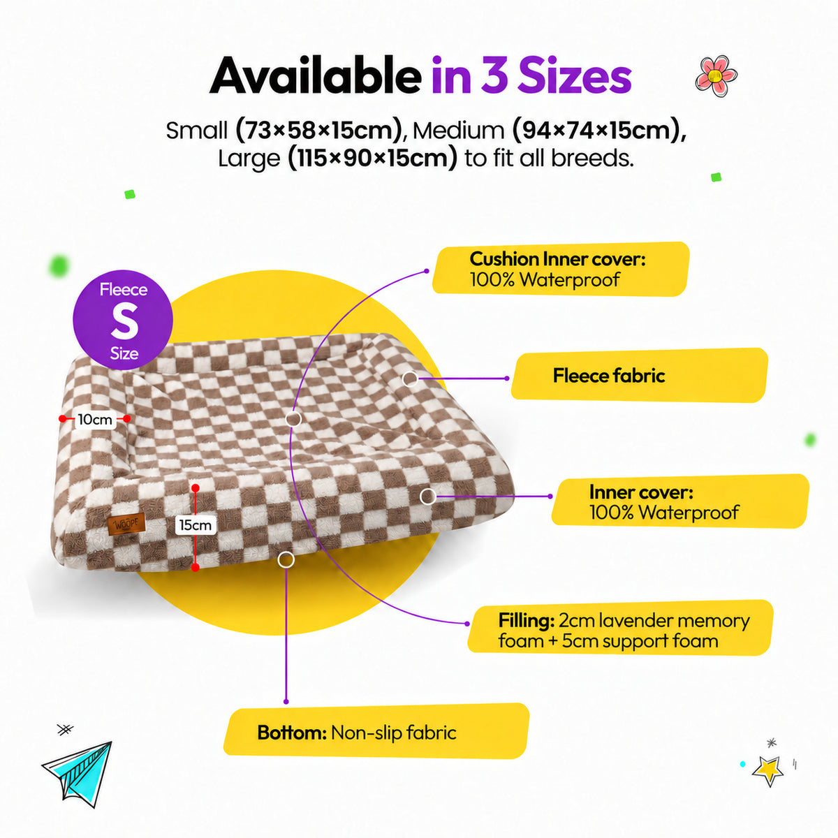 Brown | SNÜZ Bed Slip-On Cover Fleece: Small