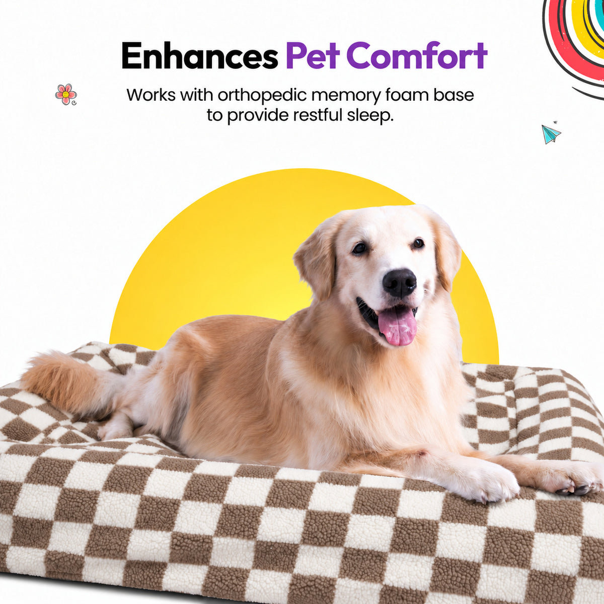 Brown | SNÜZ Bed Slip-On Cover Fleece: Enhances pet comfort