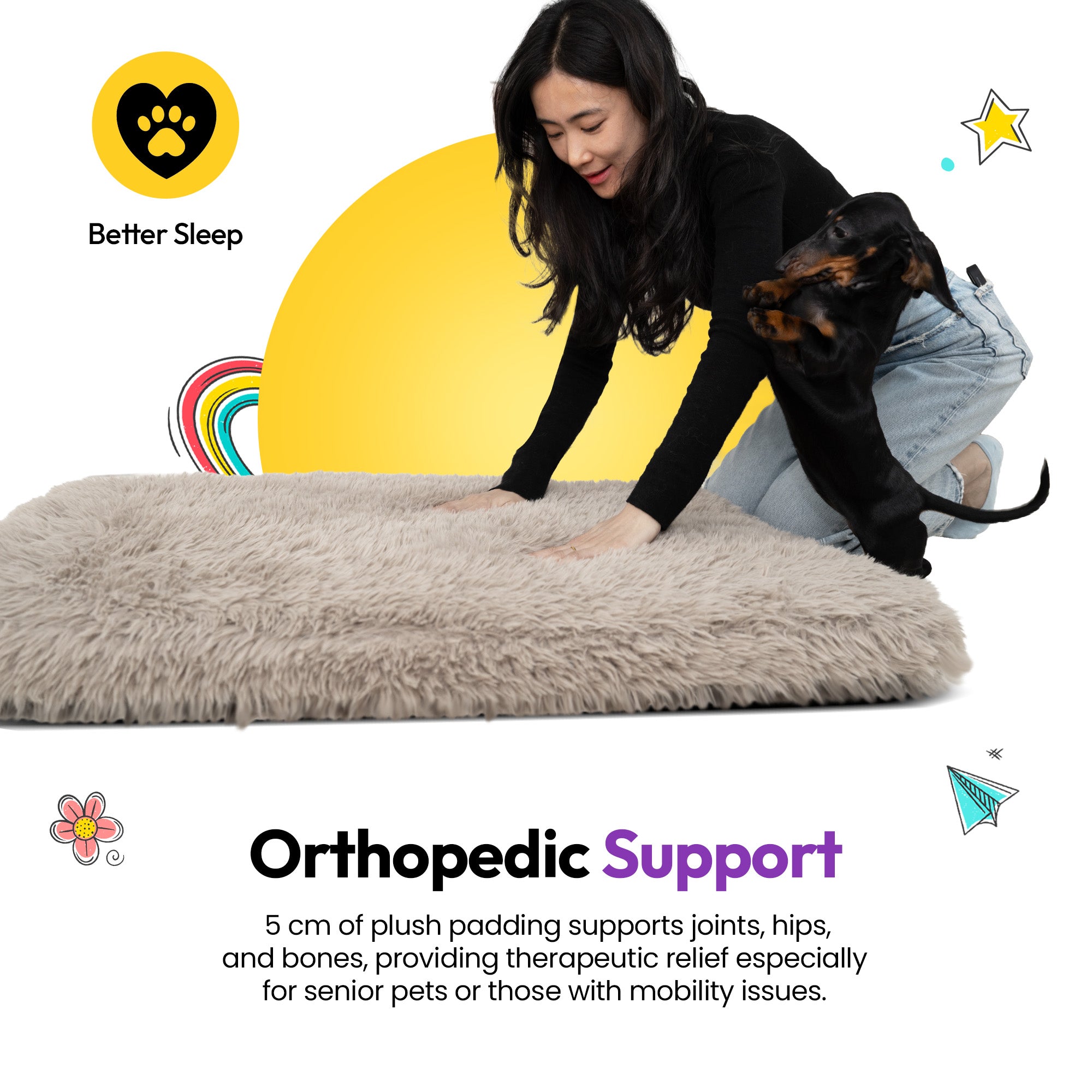 Tapis de sommeil apaisant en poils doux et touffus