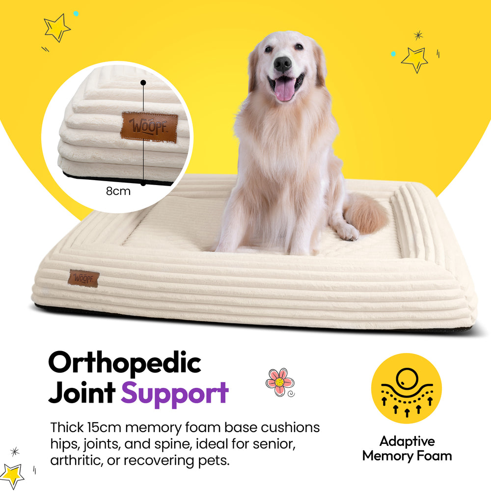 SNÜZ Orthopedic Corduroy Bed, Cream