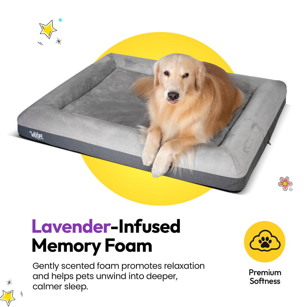 SNÜZ Orthopedic Suede Bed, Grey