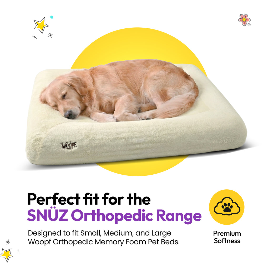SNÜZ Bed Slip-On Cover (Faux Velvet Fur), Cream