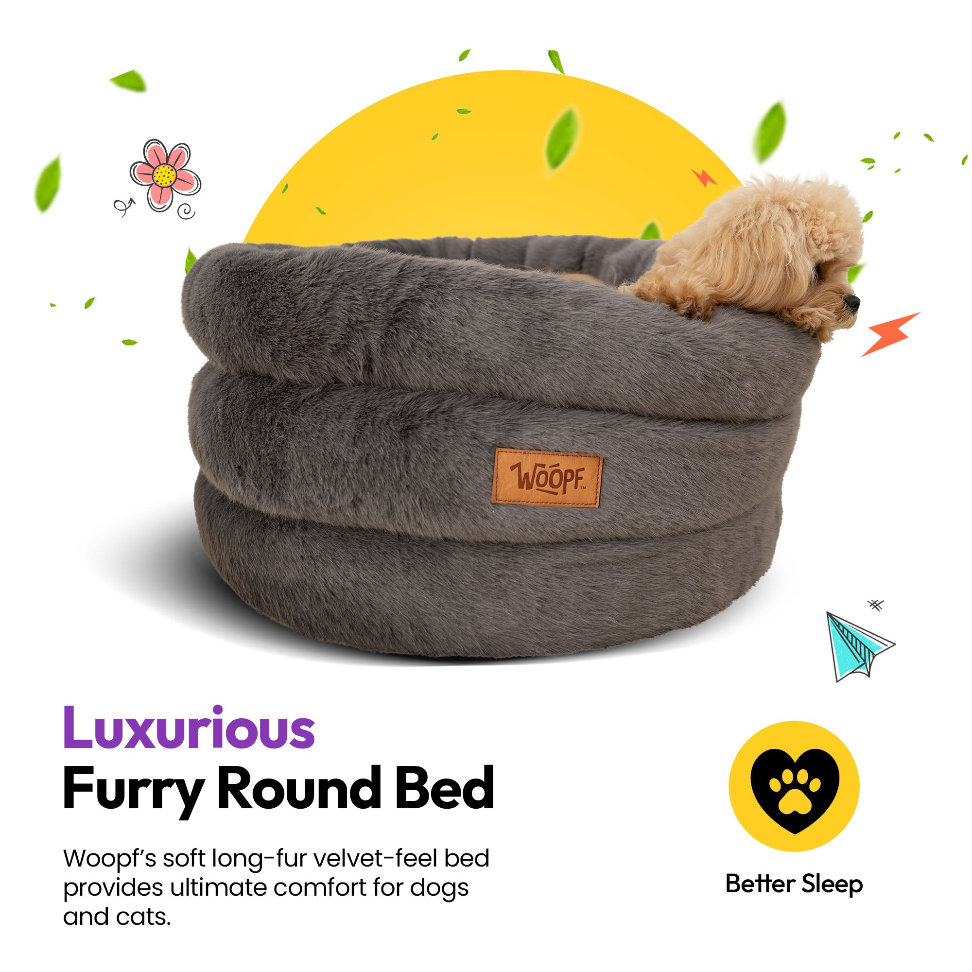 Lit rond à poils doux