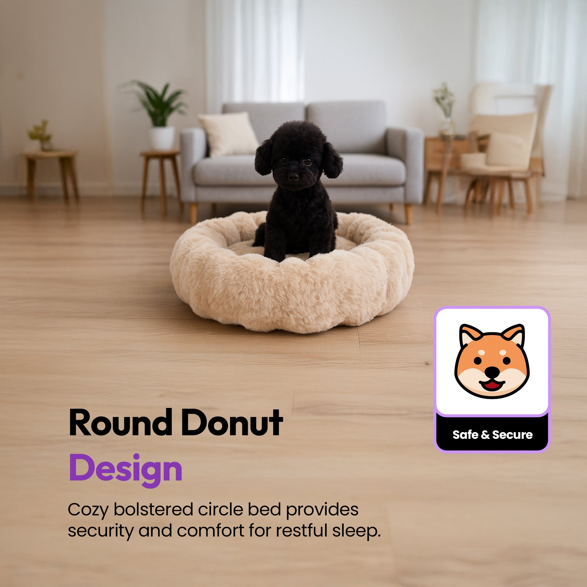 Furry Curves Round Bed