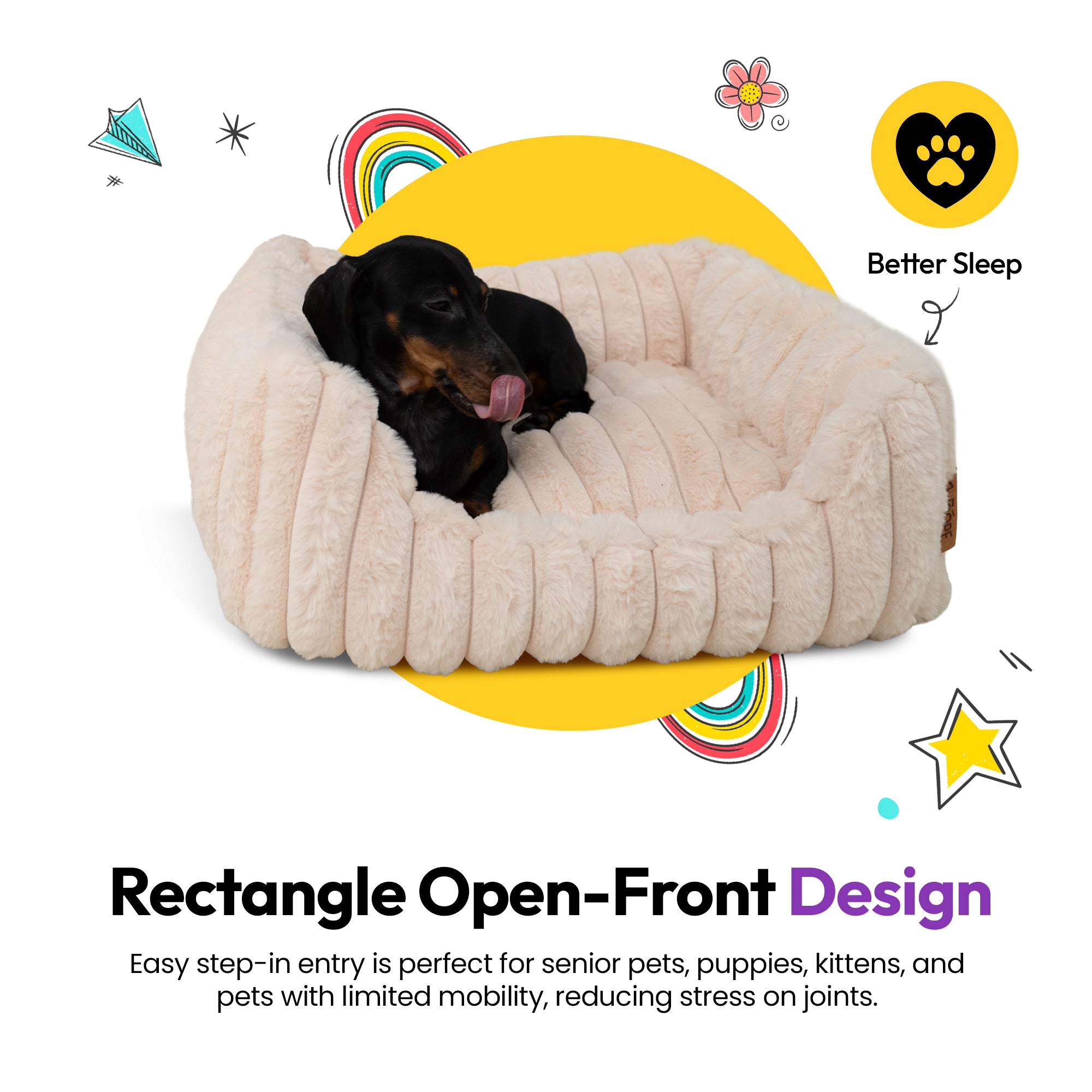 Furry Corduroy Rectangle Bed