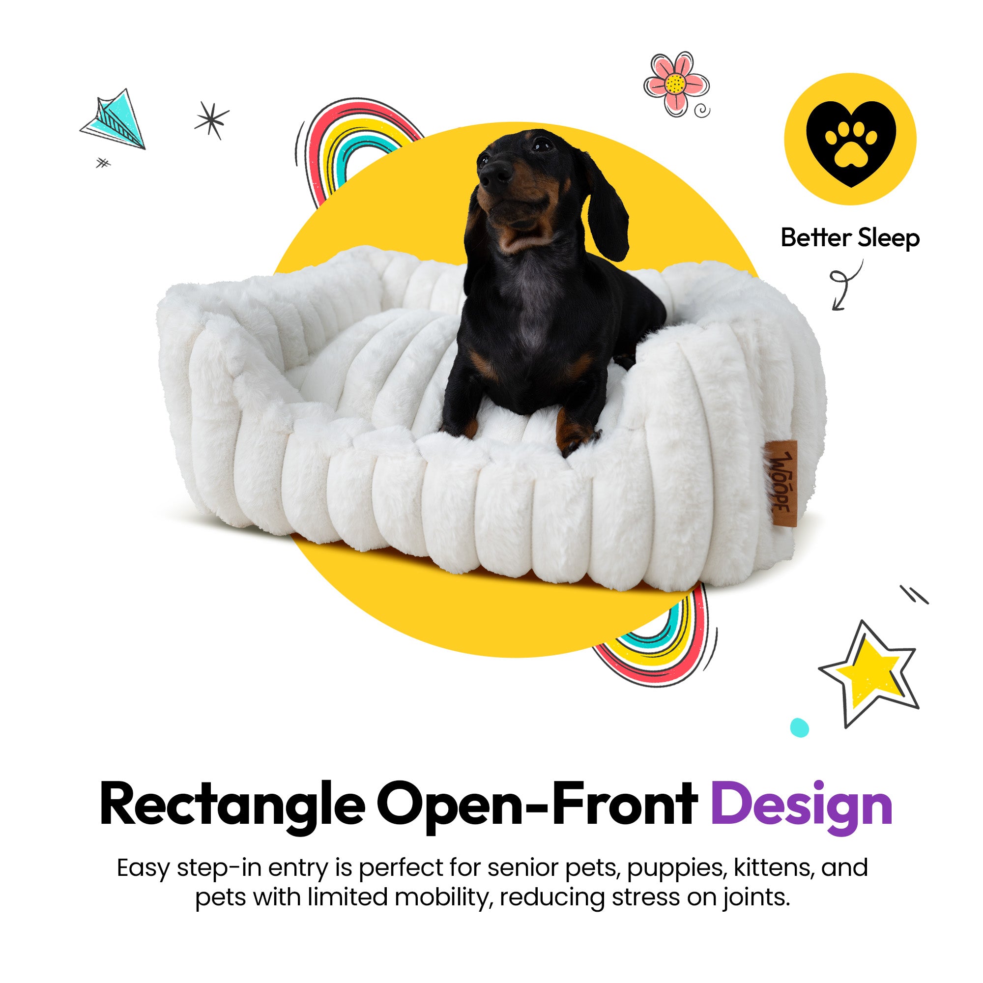 Lit rectangulaire en velours côtelé pelucheux