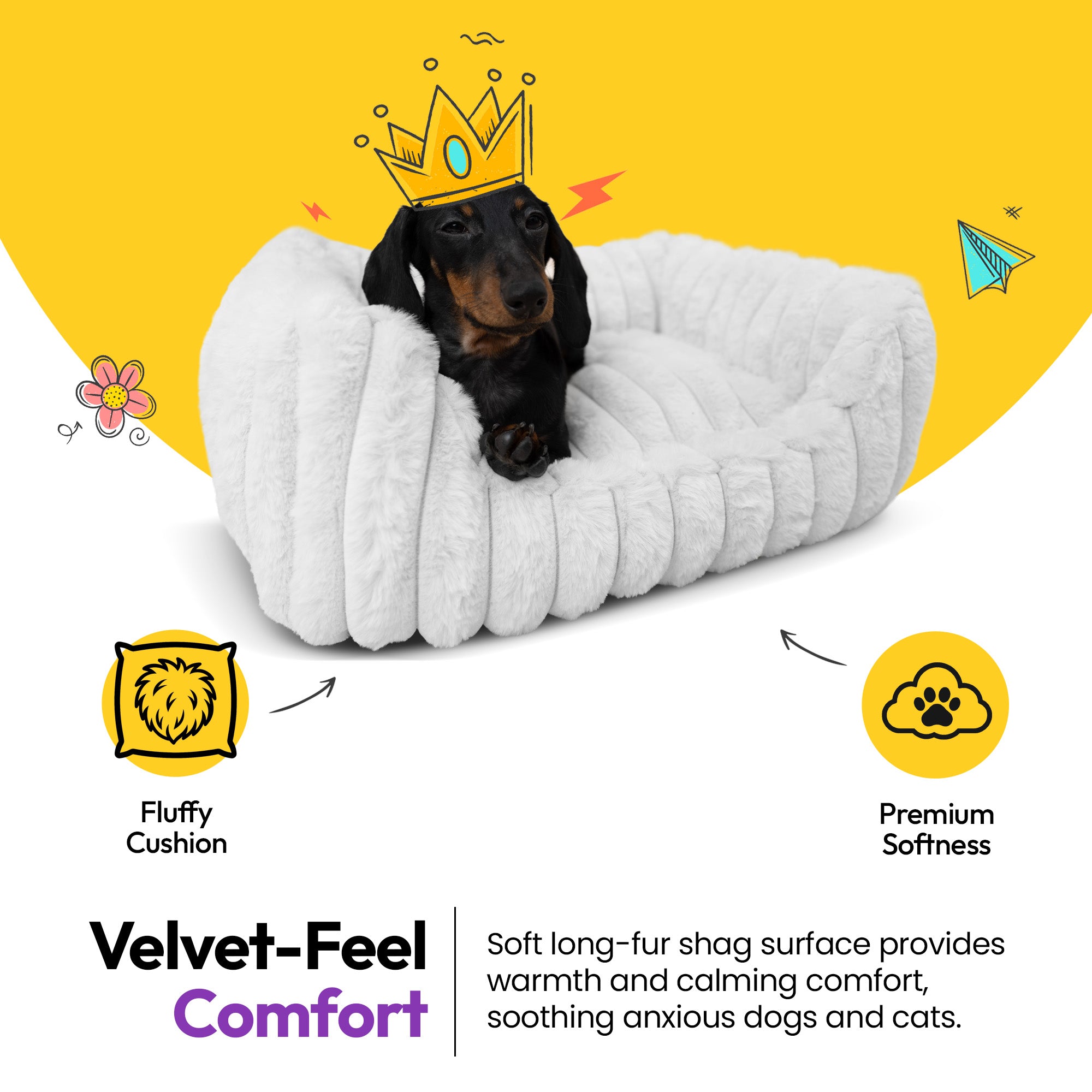 Lit rectangulaire en velours côtelé pelucheux