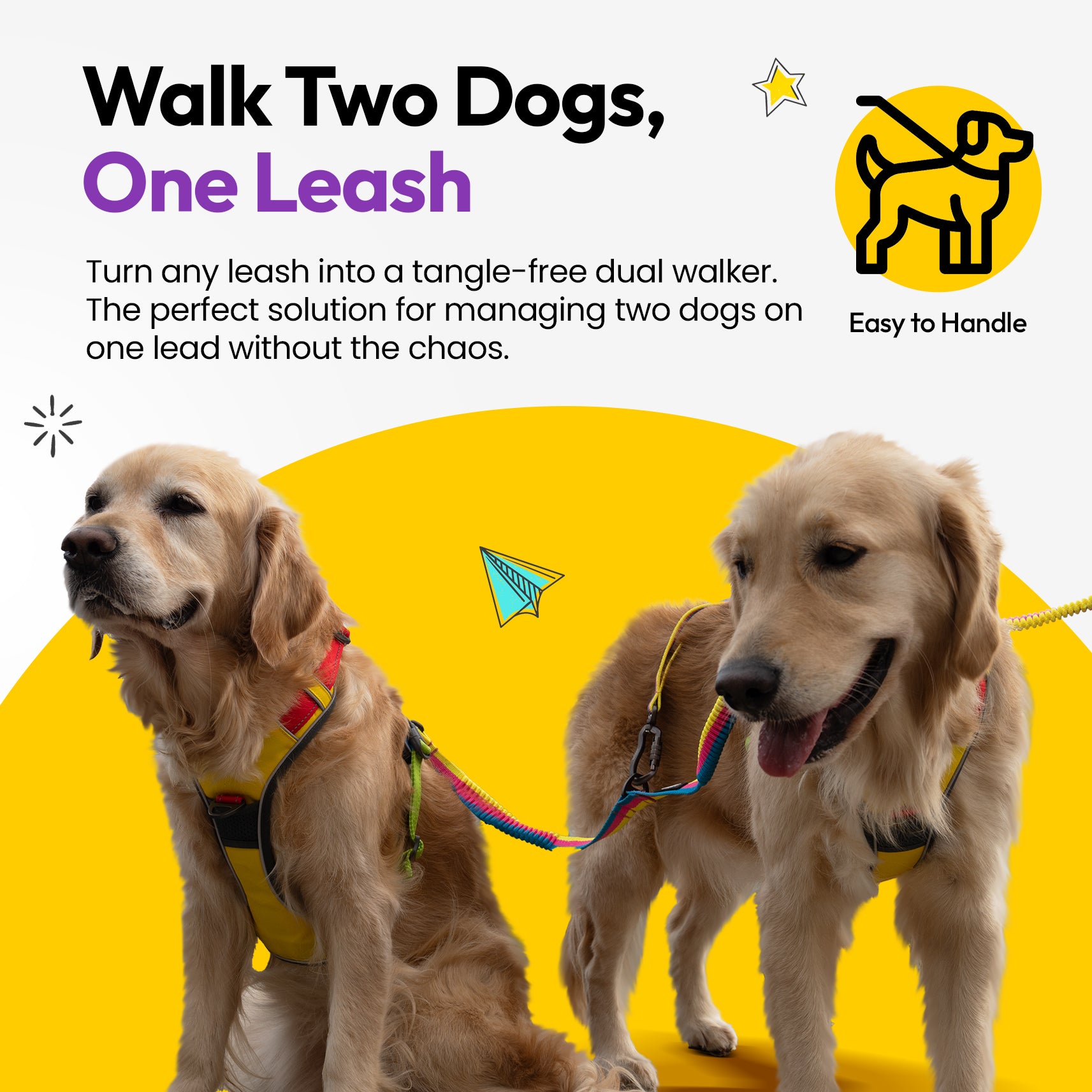 探検者二頭引き犬散歩紐連結具