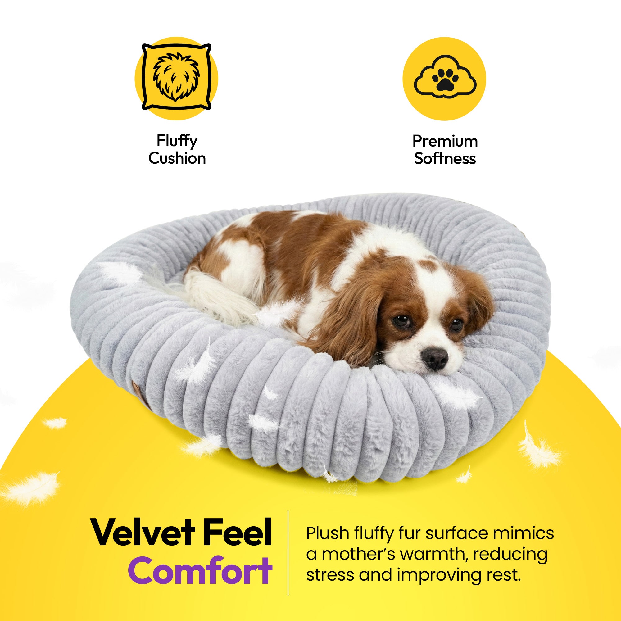 毛足の長いコーデュロイの丸い寝床