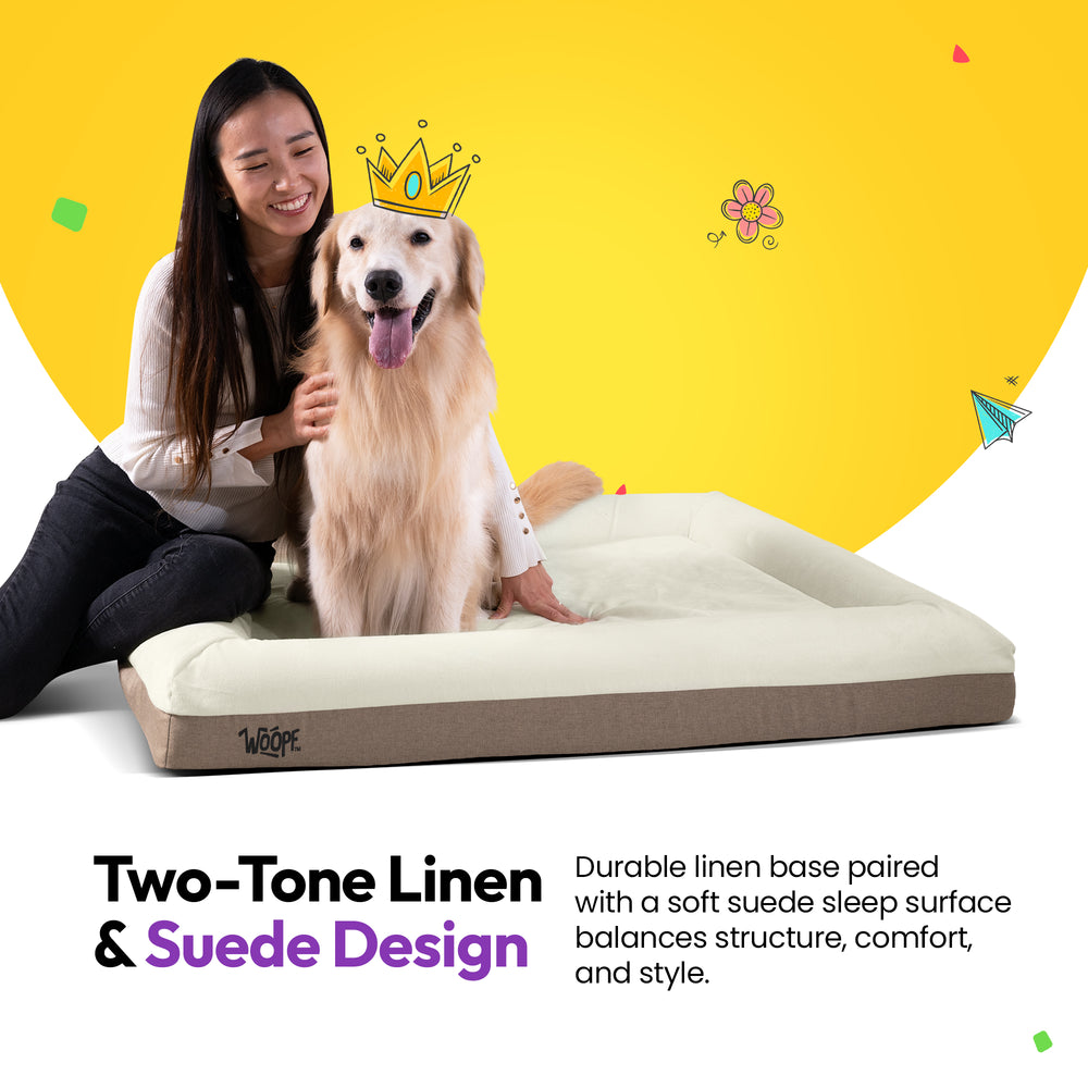 SNÜZ Orthopedic Suede Bed, Cream