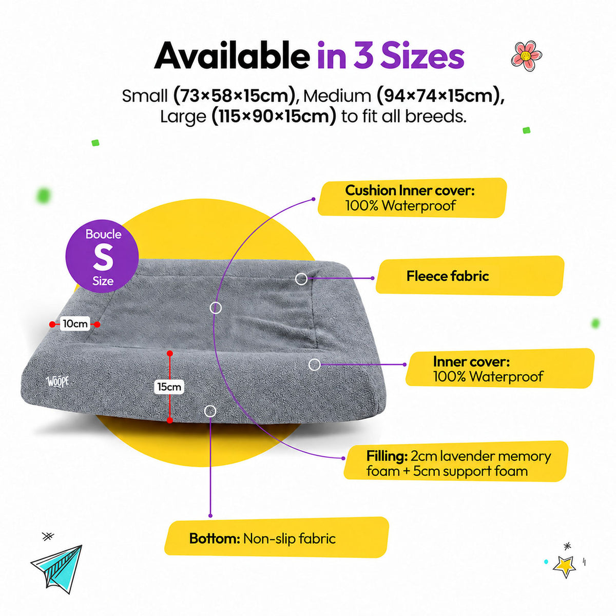 Grey | SNÜZ Bed Slip-On Cover Fleece: Small