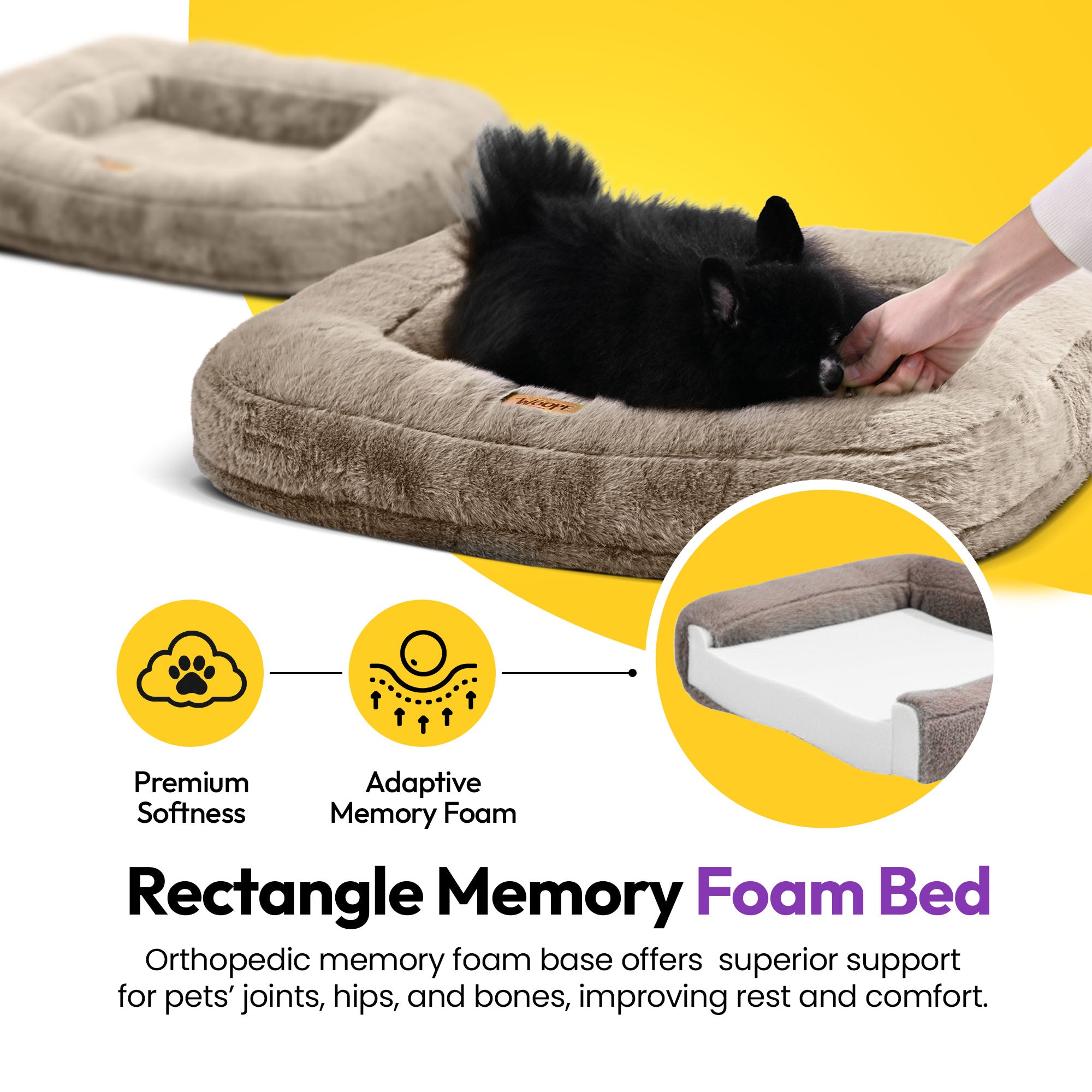 Lit rectangulaire à poils doux