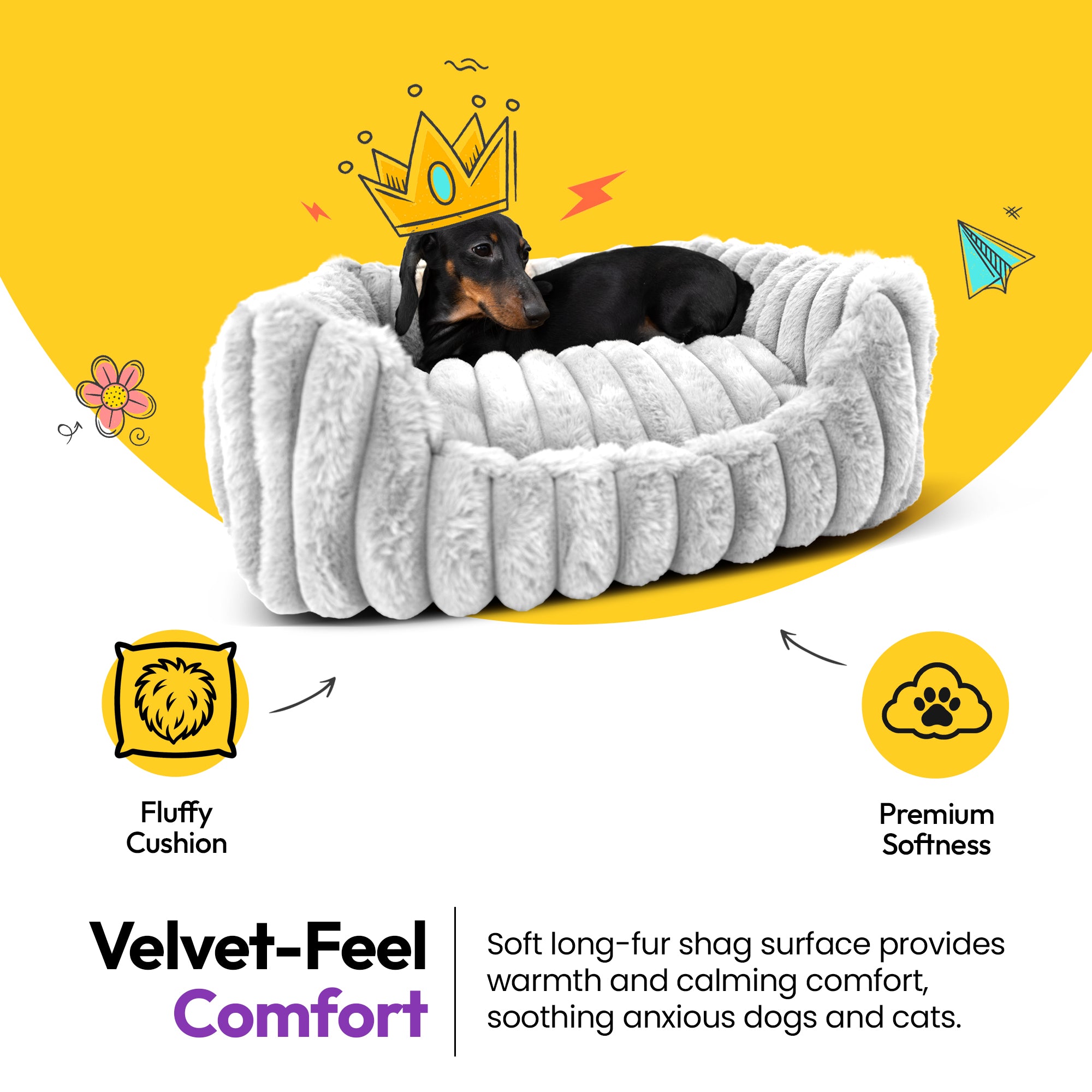 Lit rectangulaire en velours côtelé pelucheux