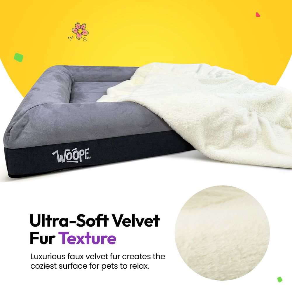 SNÜZ Bed Slip-On Cover (Faux Velvet Fur), Cream