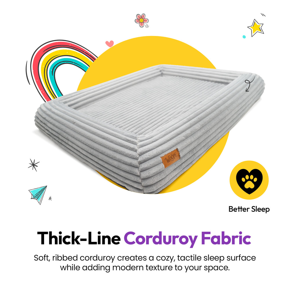 SNÜZ Orthopedic Corduroy Bed, Grey