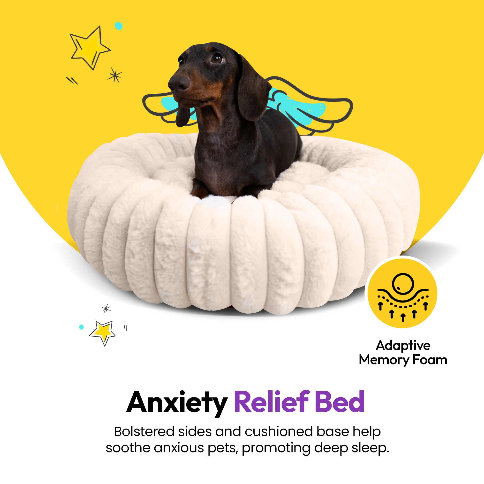 毛足の長いコーデュロイの丸い寝床