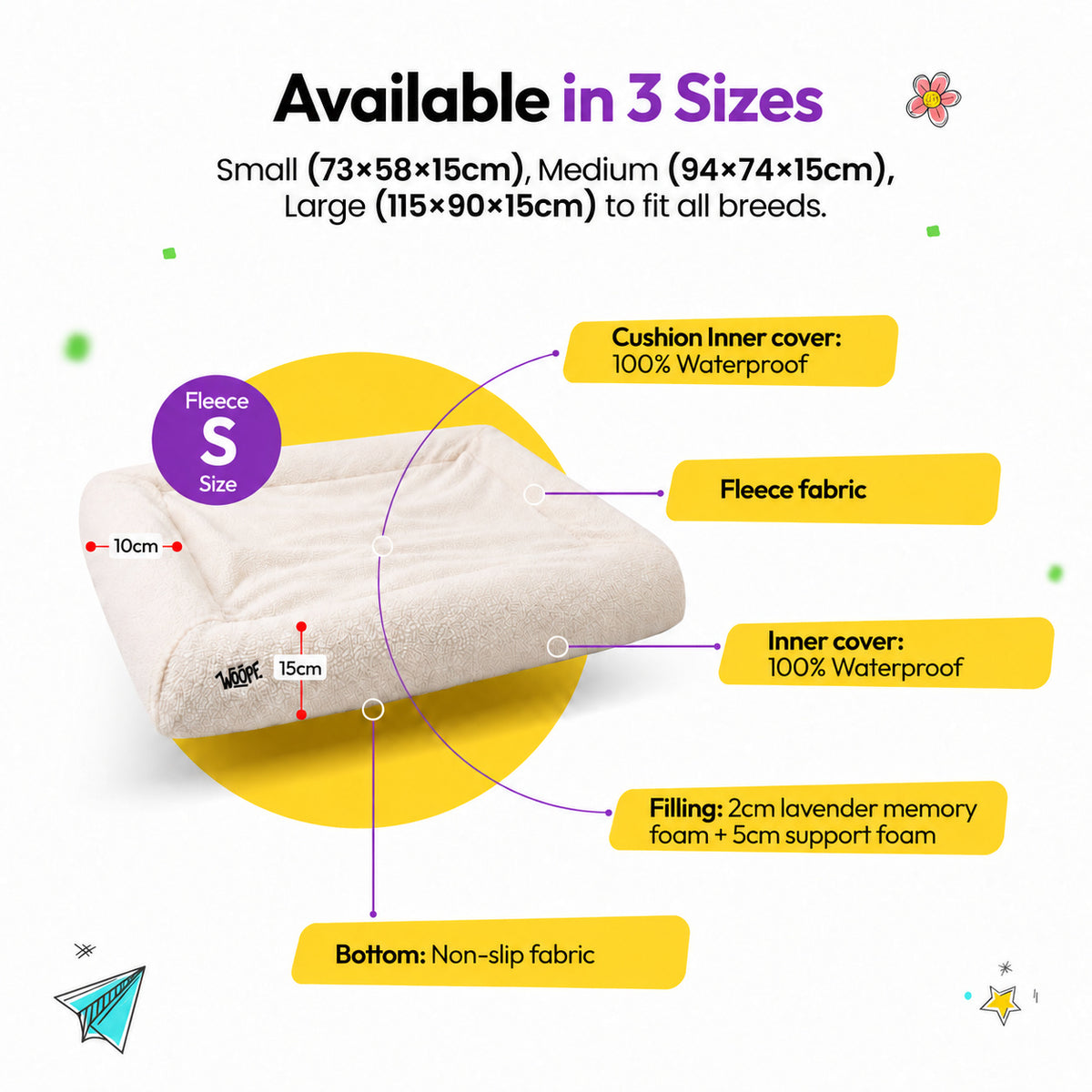 Cream | SNÜZ Bed Slip-On Cover Fleece: Small