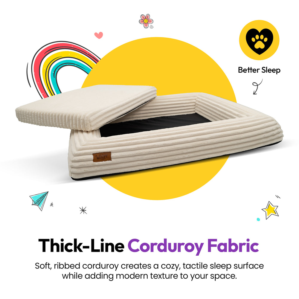 SNÜZ Orthopedic Corduroy Bed, Cream
