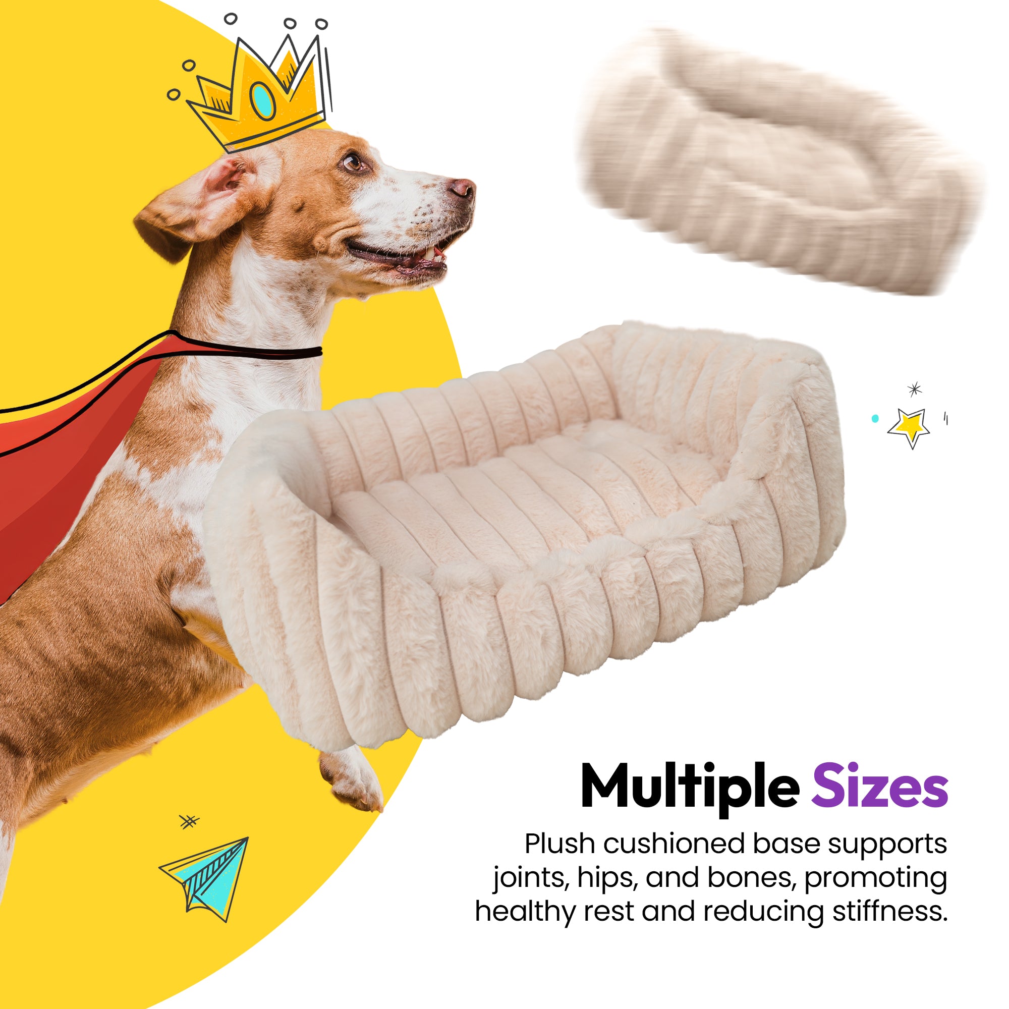 Lit rectangulaire en velours côtelé pelucheux