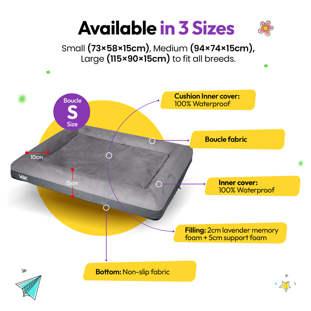 SNÜZ Orthopedic Suede Bed, Grey