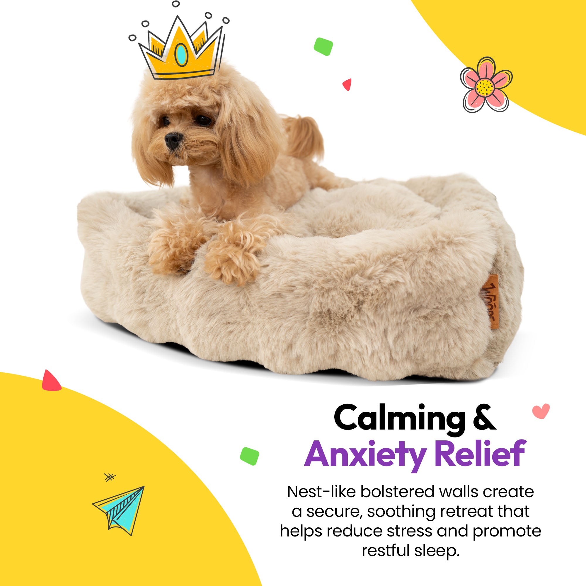 毛足の長い畝織り長方形ベッド