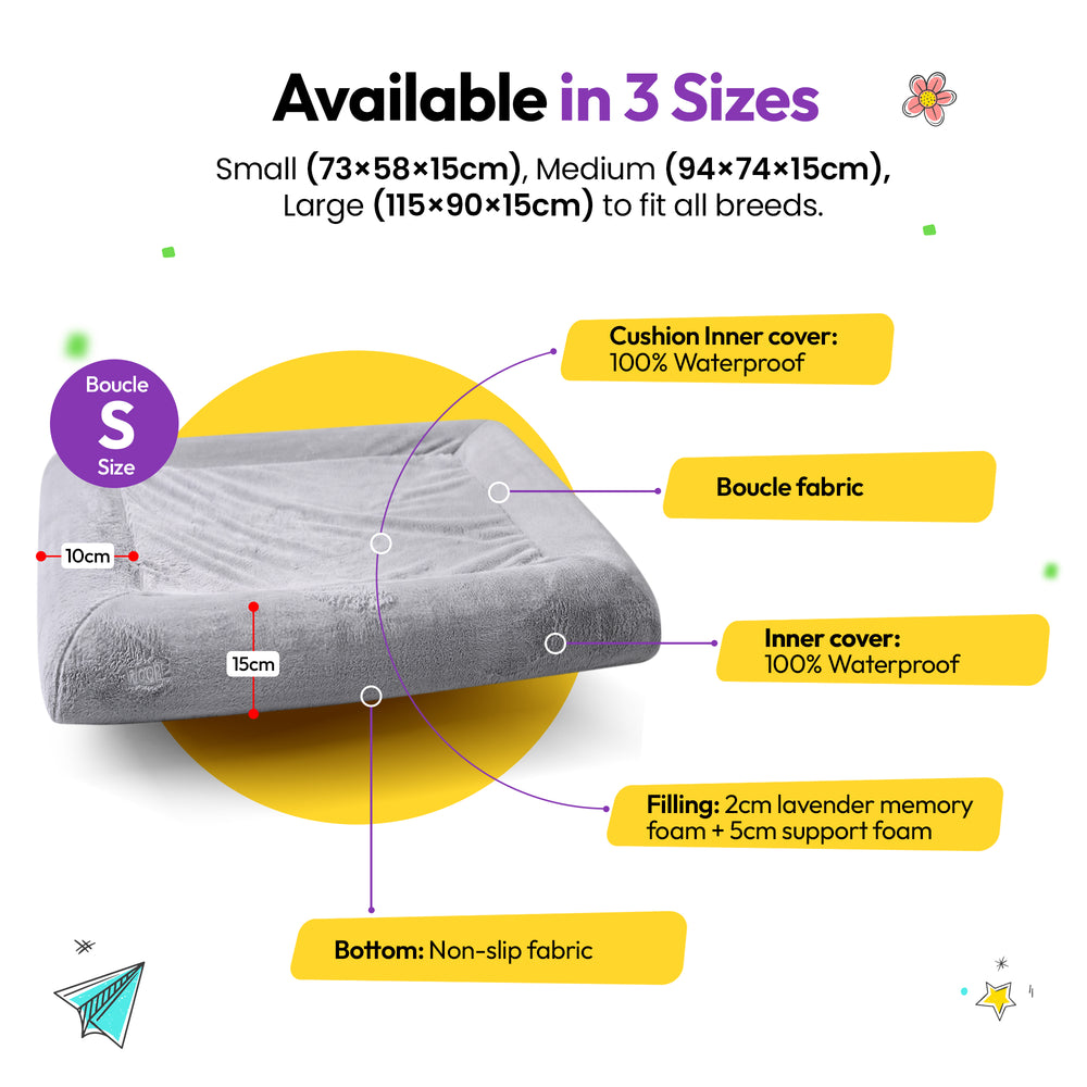 SNÜZ Bed Slip-On Cover (Faux Velvet Fur), Grey