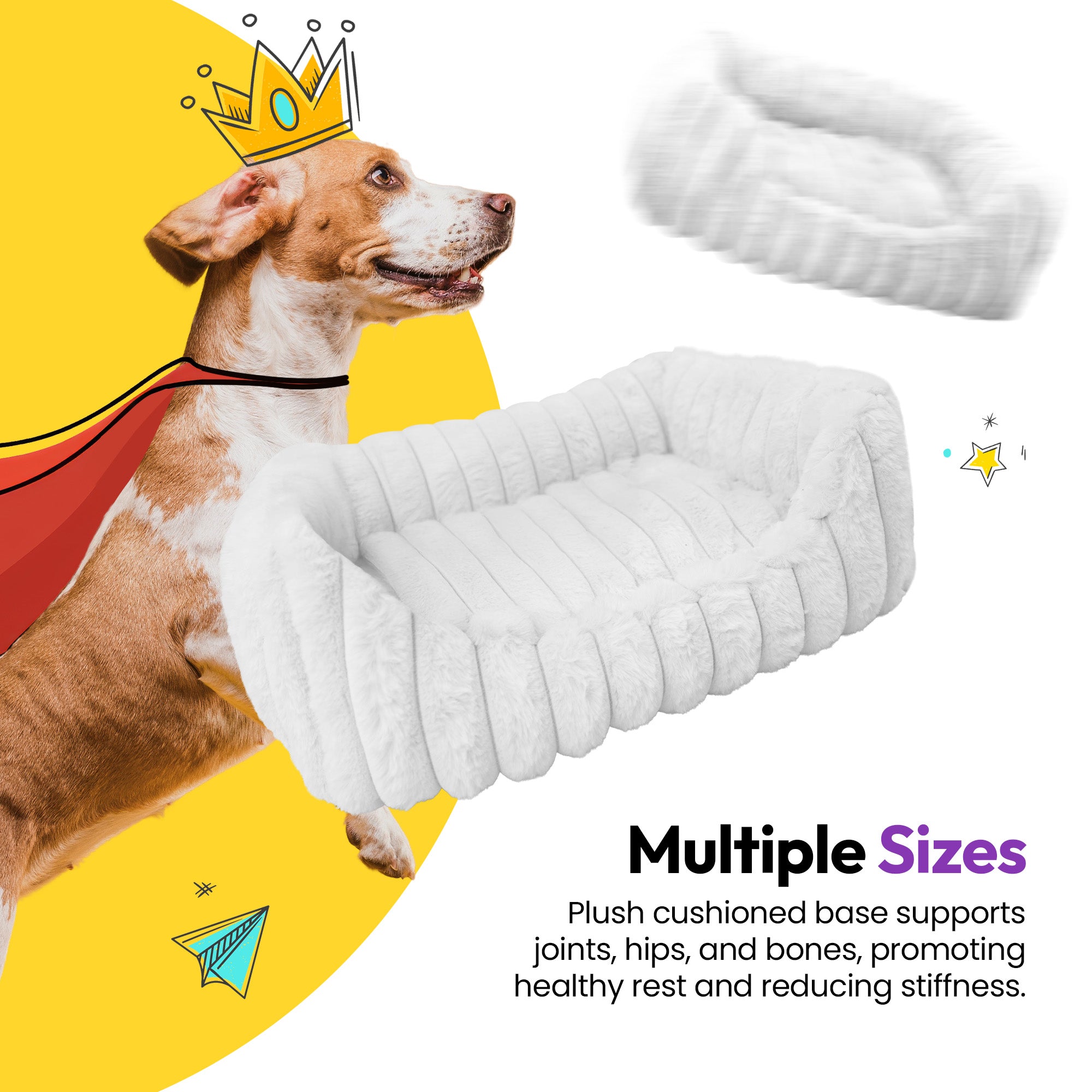 Lit rectangulaire en velours côtelé pelucheux