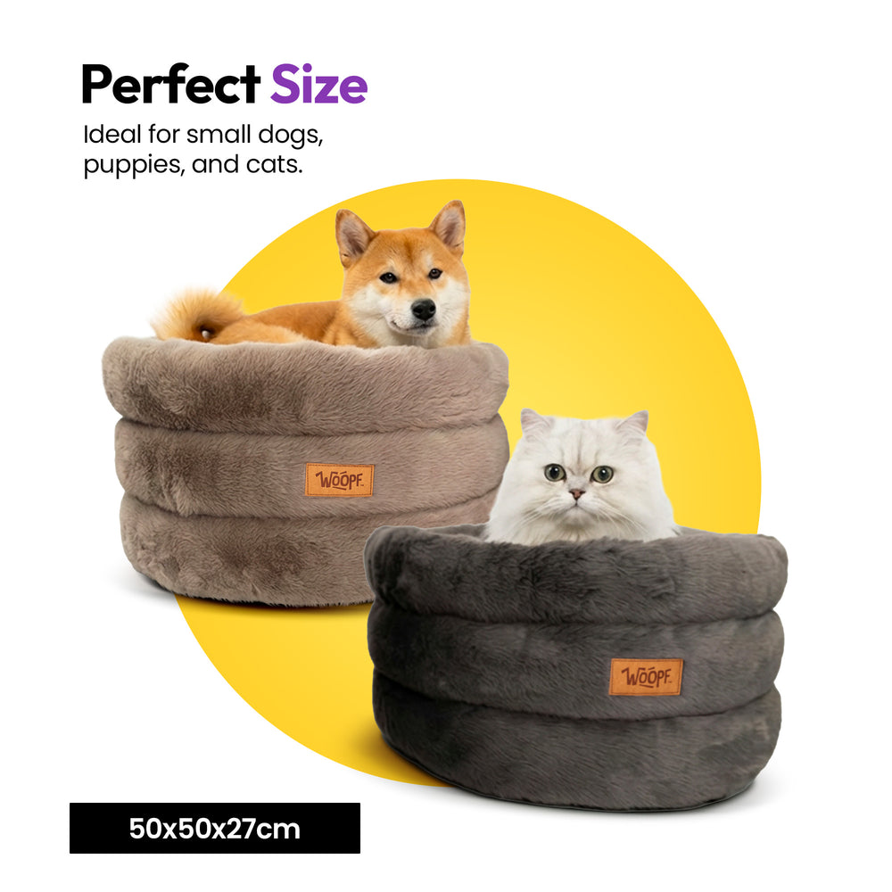 Furry Range Round Bed, Brown