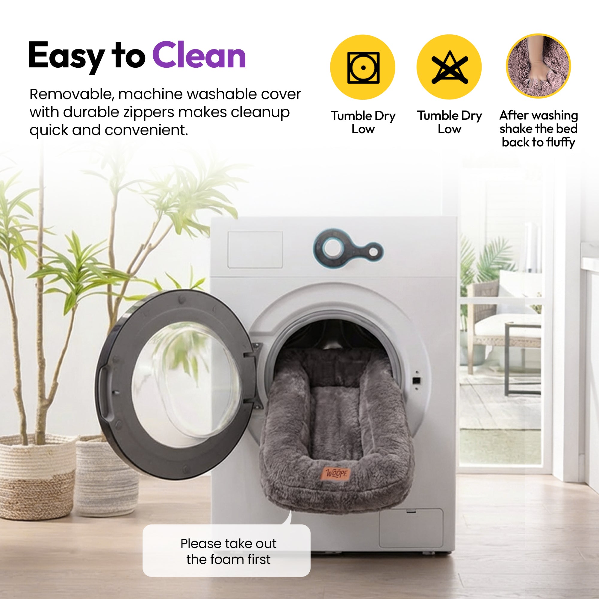 Lit rectangulaire à poils doux