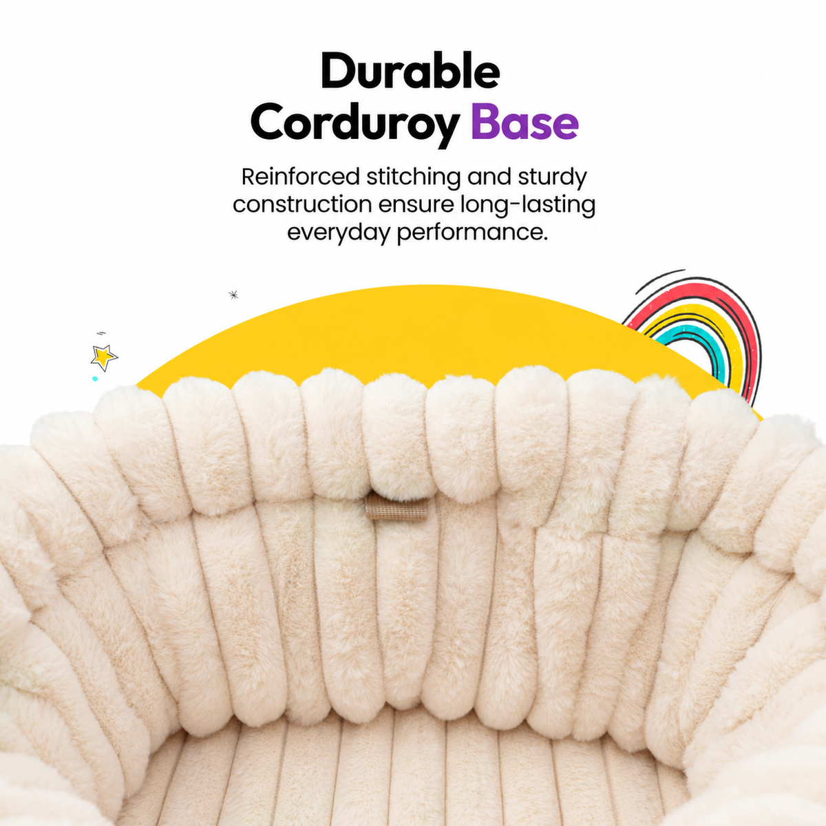 Pale pink | Corduroy Calming Dog Carrier: Inside of the Pale pink carrier, seen from above, headed Durable Corduroy Base