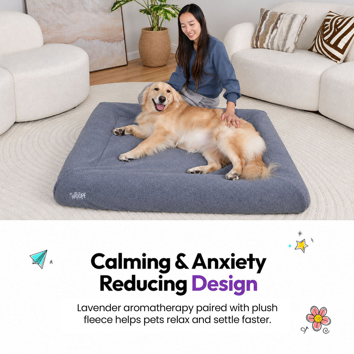 Grey | SNÜZ Bed Slip-On Cover Fleece: Calming anxiety reducing design