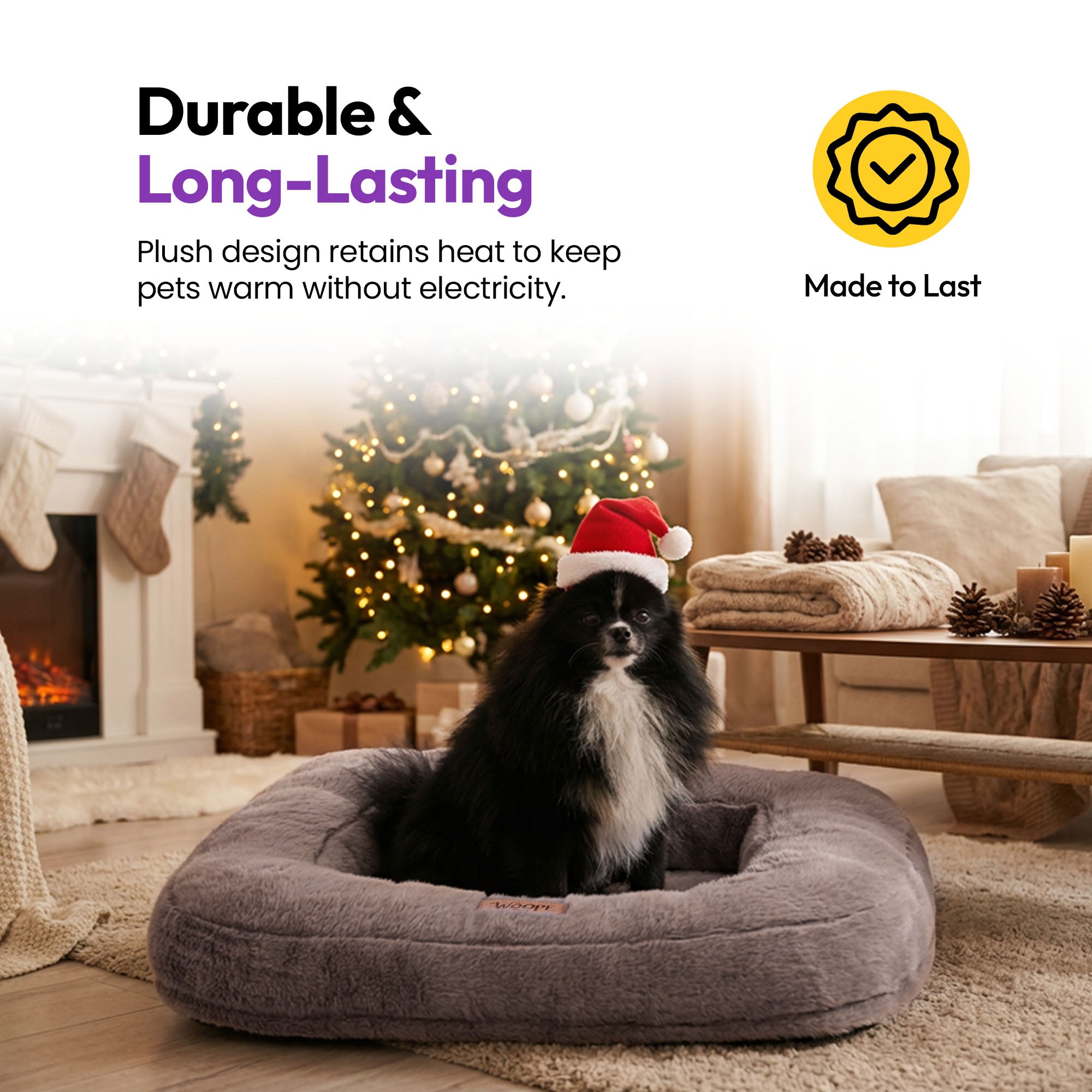 Lit rectangulaire à poils doux