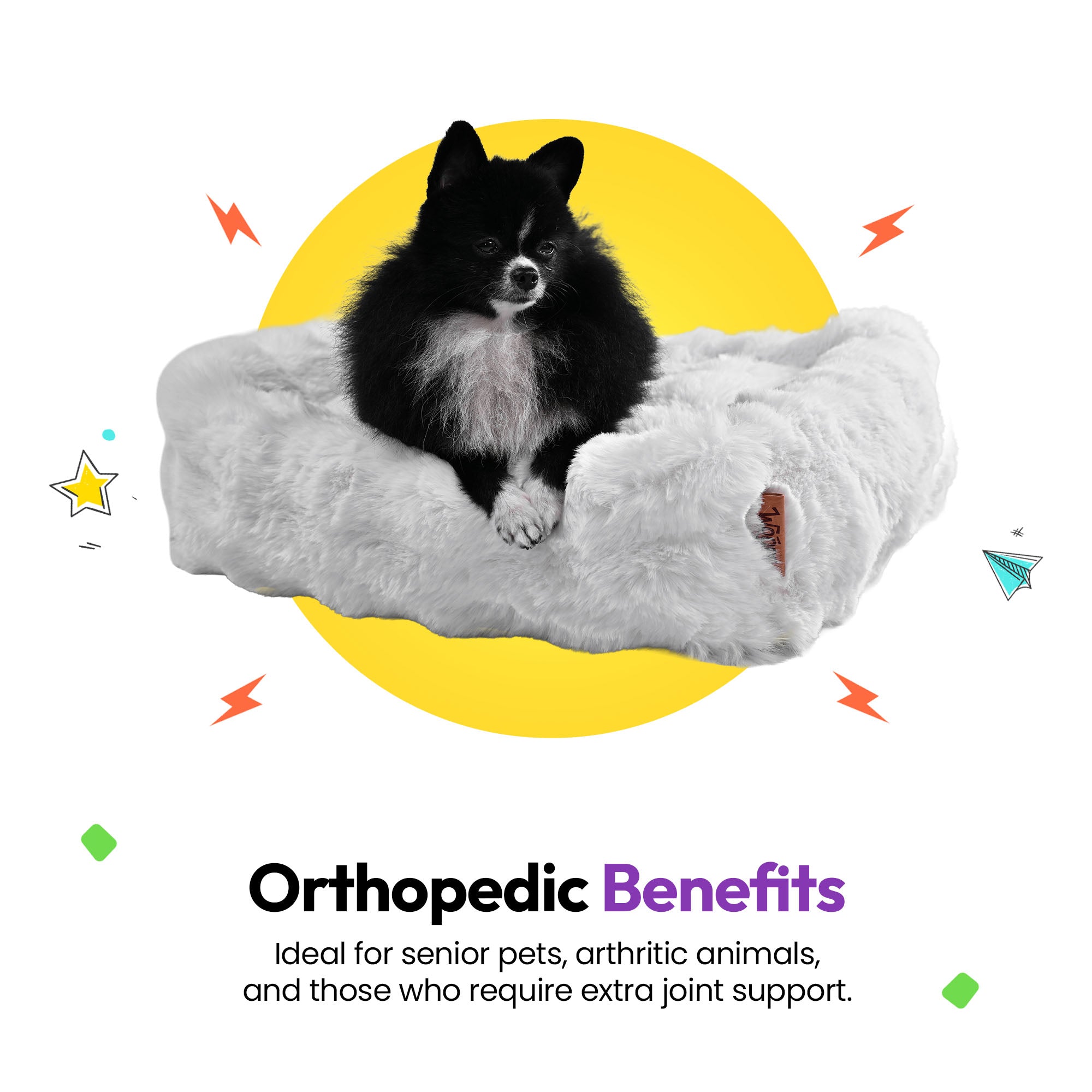 毛足の長い畝織り長方形ベッド