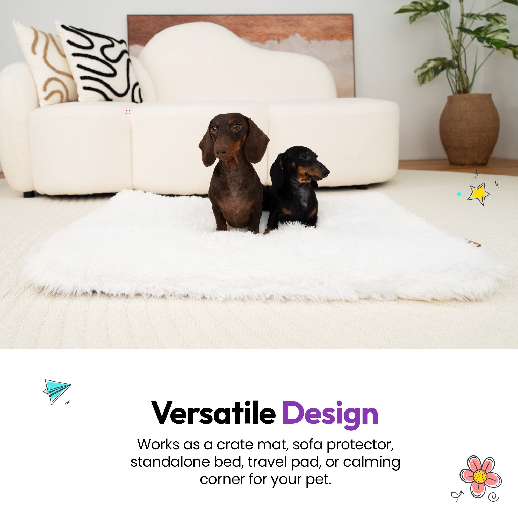 Tapis de sommeil apaisant en poils doux et touffus