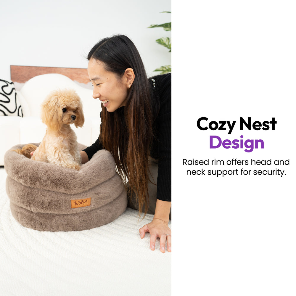 Furry Range Round Bed, Brown