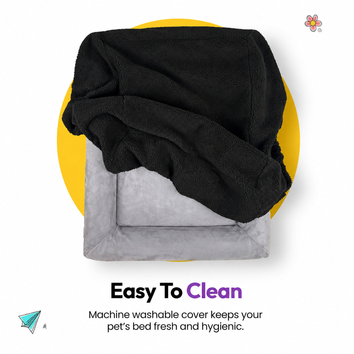Black | SNÜZ Bed Slip-On Cover Fleece: Easy to clean